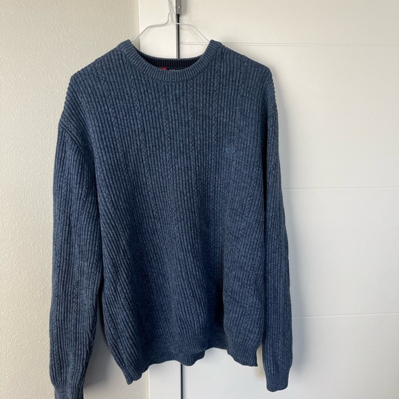 Men's Blue Ribbed Sweater - Picture 1 of 3